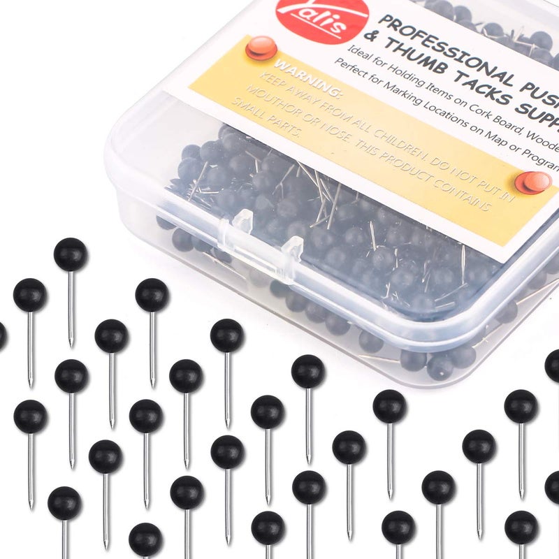 Yalis Push Pins Map Tacks 1/8-Inch Assorted Color Beads Head Map Marking Push Pins,500-count (Black) - Image 1